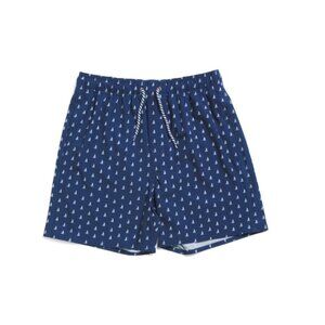 ANDY AND EVAN Navy Boys Sailboat Pattern Swim Trunks